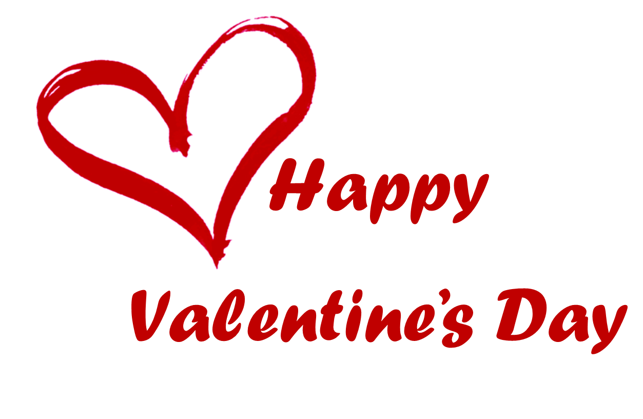 Happy Valentine's Day greeting with a red heart on a black background