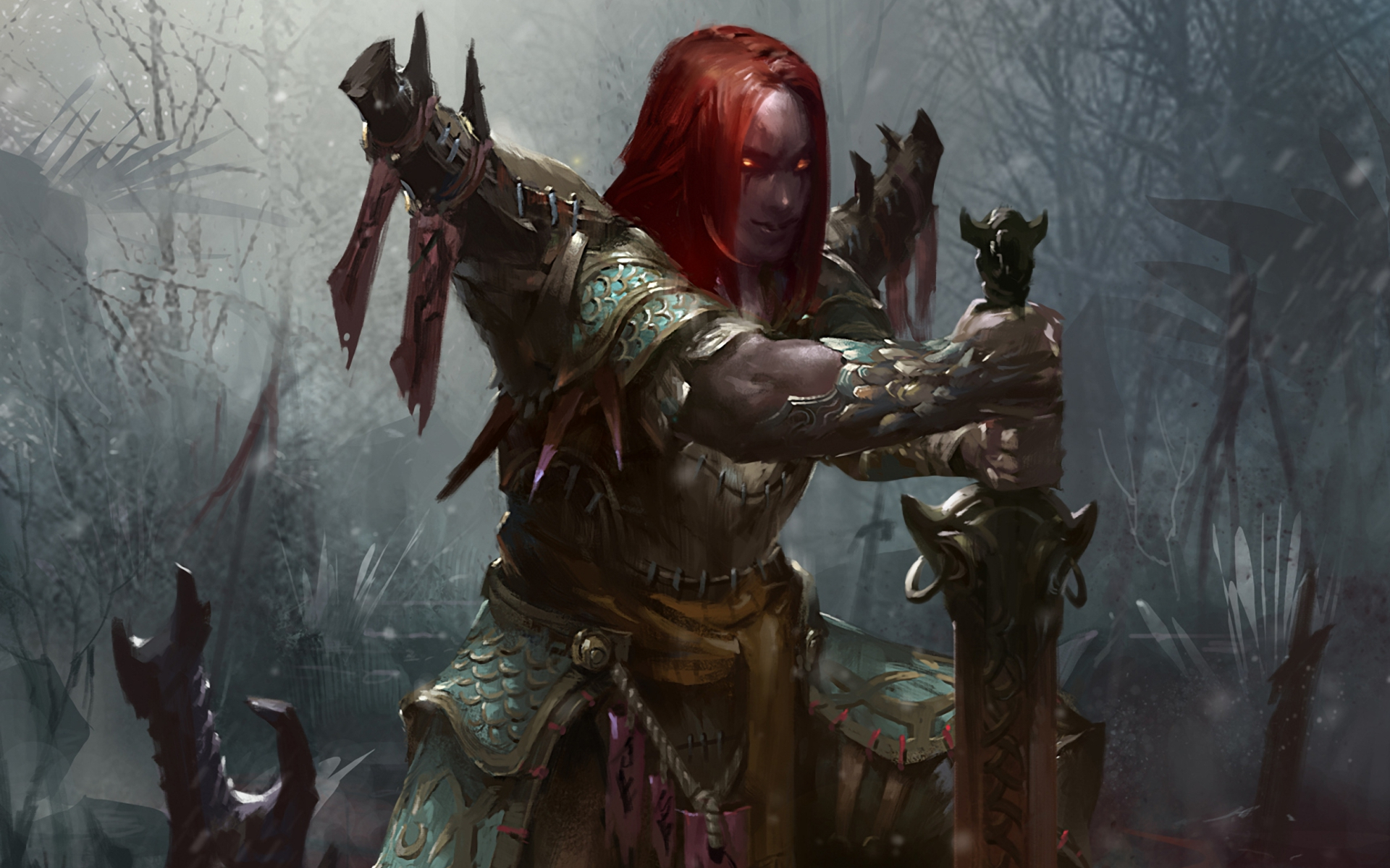 Fantasy Woman Dark Warrior Wallpaper