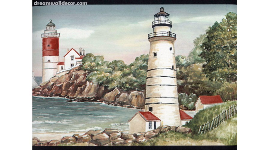 Home Seaside Lighthouse Wallpaper Border