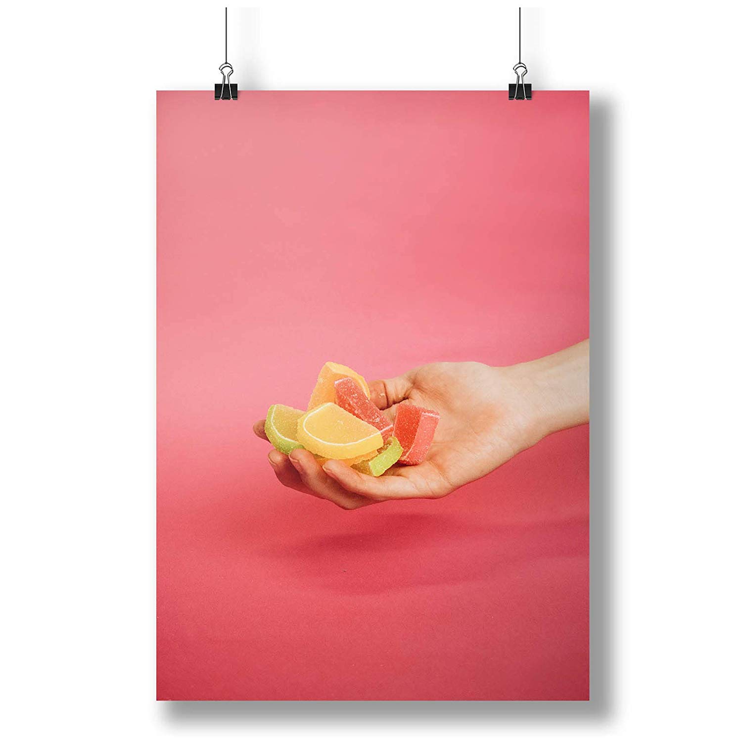 Amazon Innoglen Hand Full Of Fruit Jelly Pink Background A0