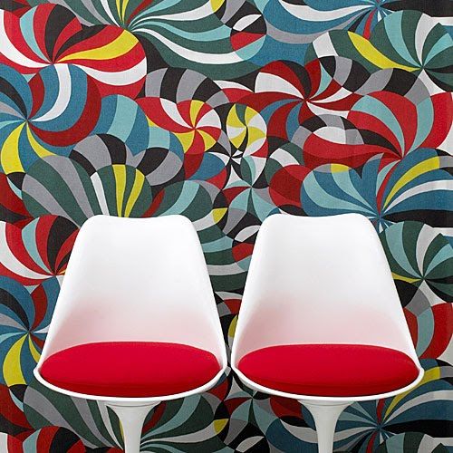 Marimekko Wallpaper And Saarinen Tulip Chairs Great Bination