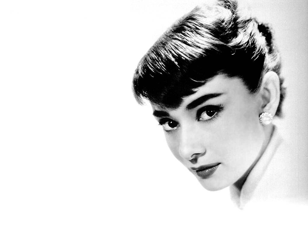 Audrey Hepburn Wallpaper Monochrome White