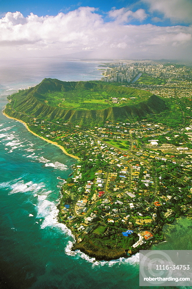 Hawaii Oahu Coastline aerial of Stock Photo