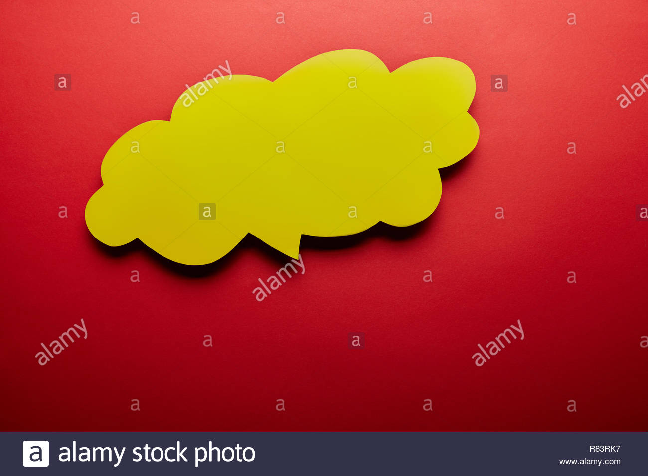 Top Of Empty Thought Bubble On Red Background Stock Photo