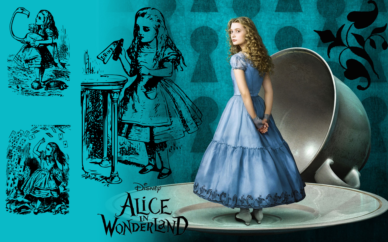 Alice In Wonderland Wallpaper Original Line Drawings