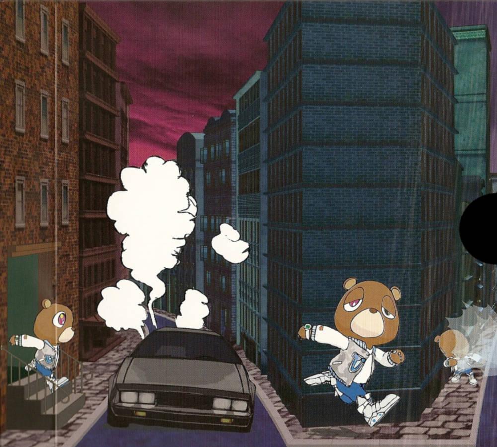 Kanye West Bear Running In Cool City Wallpaper