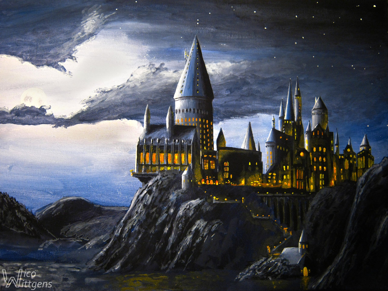 Hogwarts Castle Wallpaper At Night By nicow92