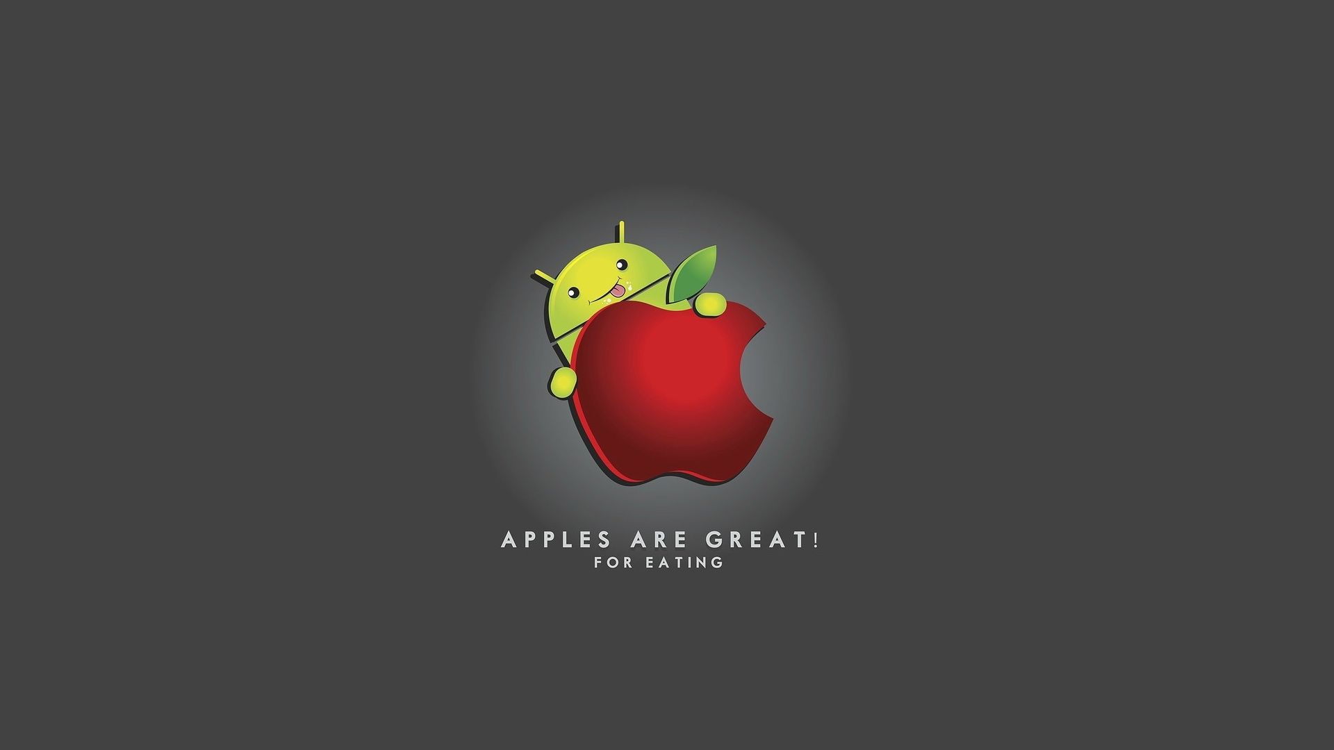 Pics Photos Funny Android Eat Apple Wallpaper Full HD