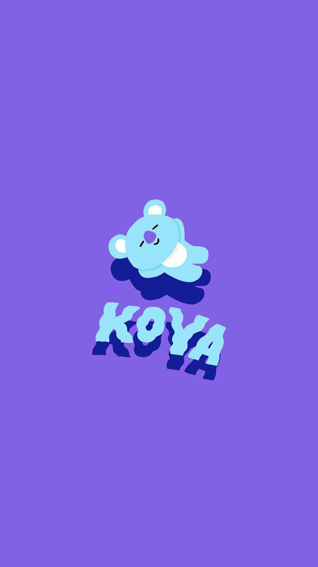 The Word Koya Written In Blue And White With A Teddy Bear On It S Chest Wallpaper