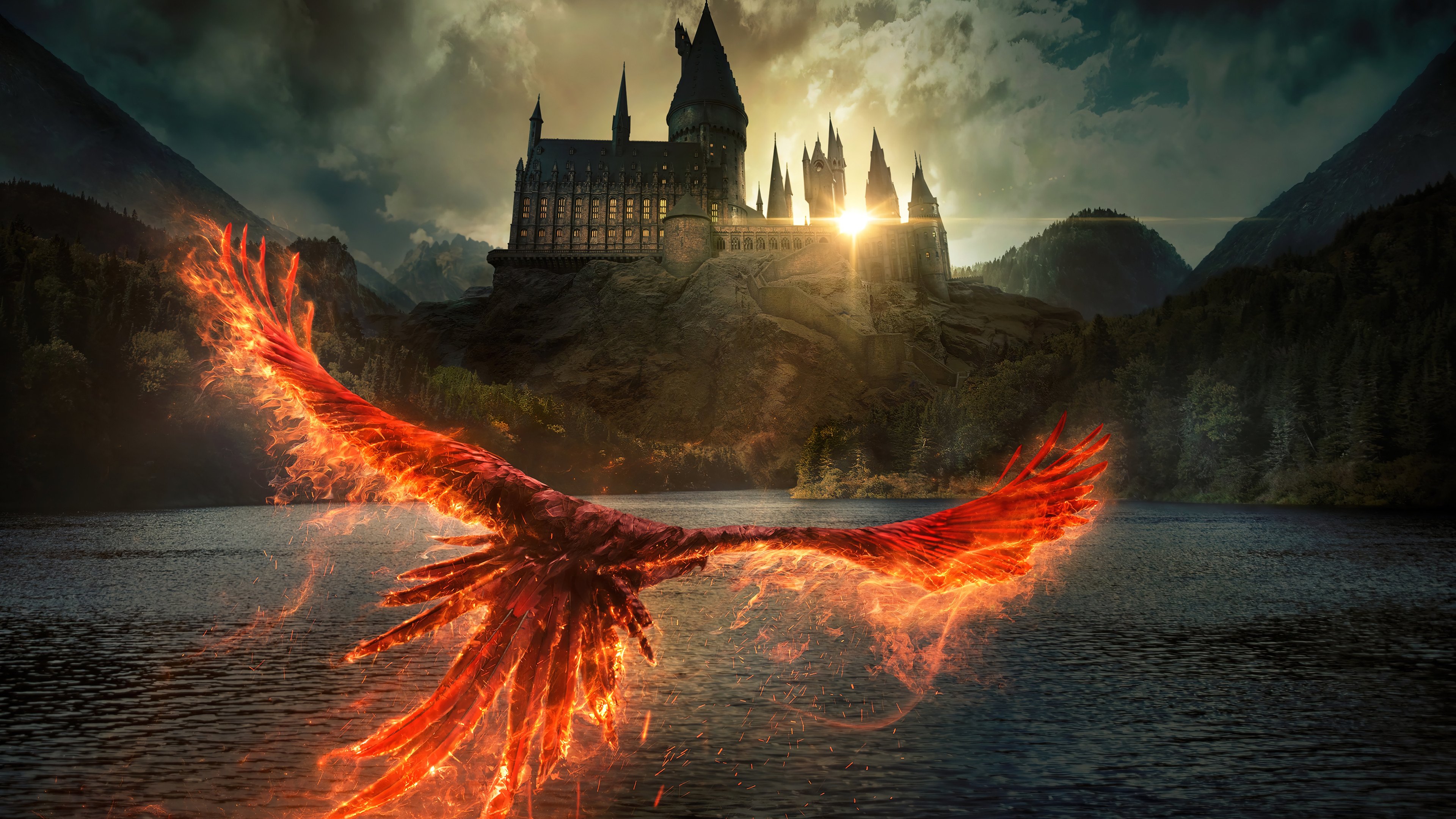 Phoenix Hogwarts Castle School Fantastic Beasts 3 Wallpaper 4K HD