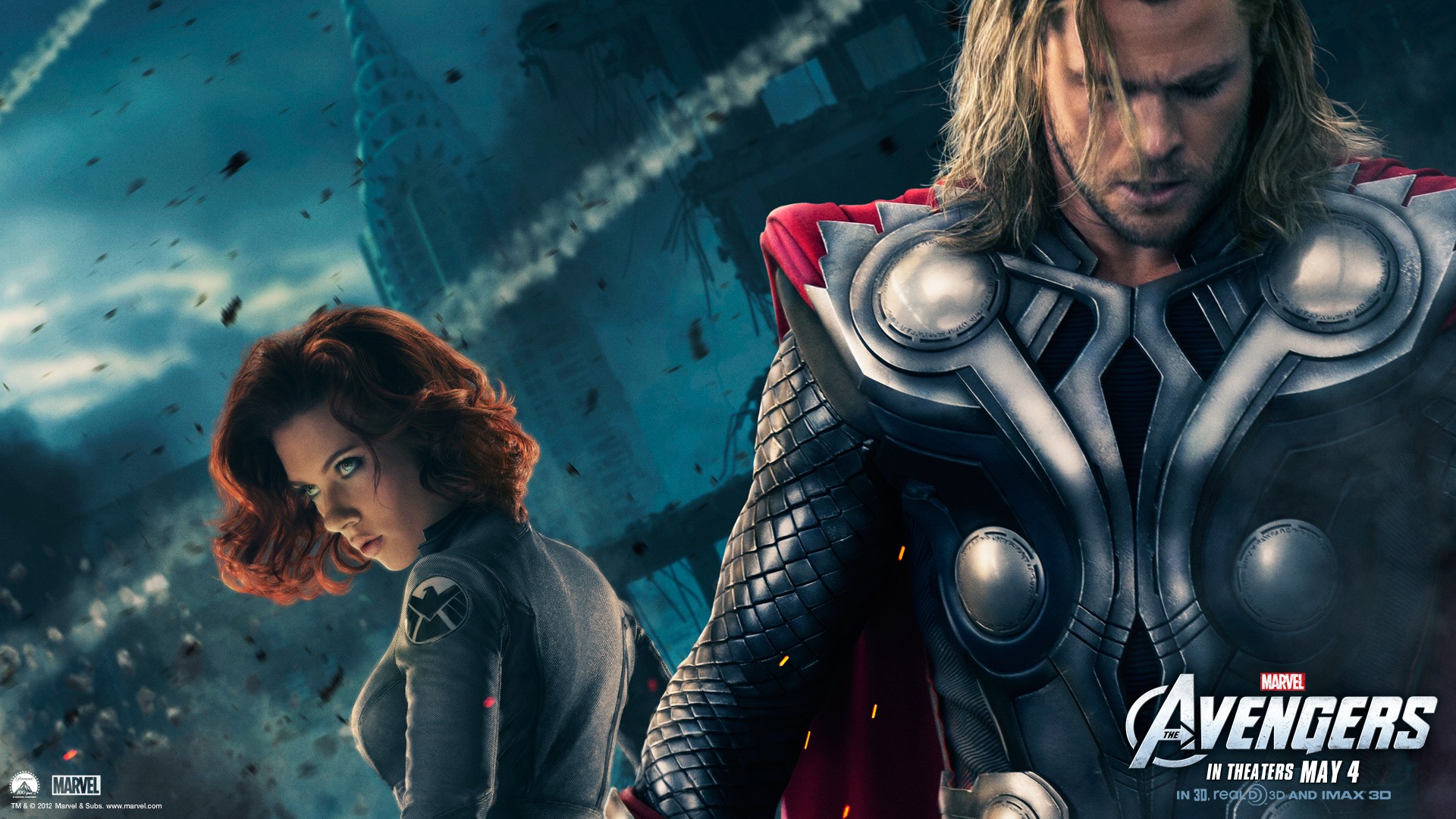 The Avengers Thor Black Widow Desktop Wallpaper