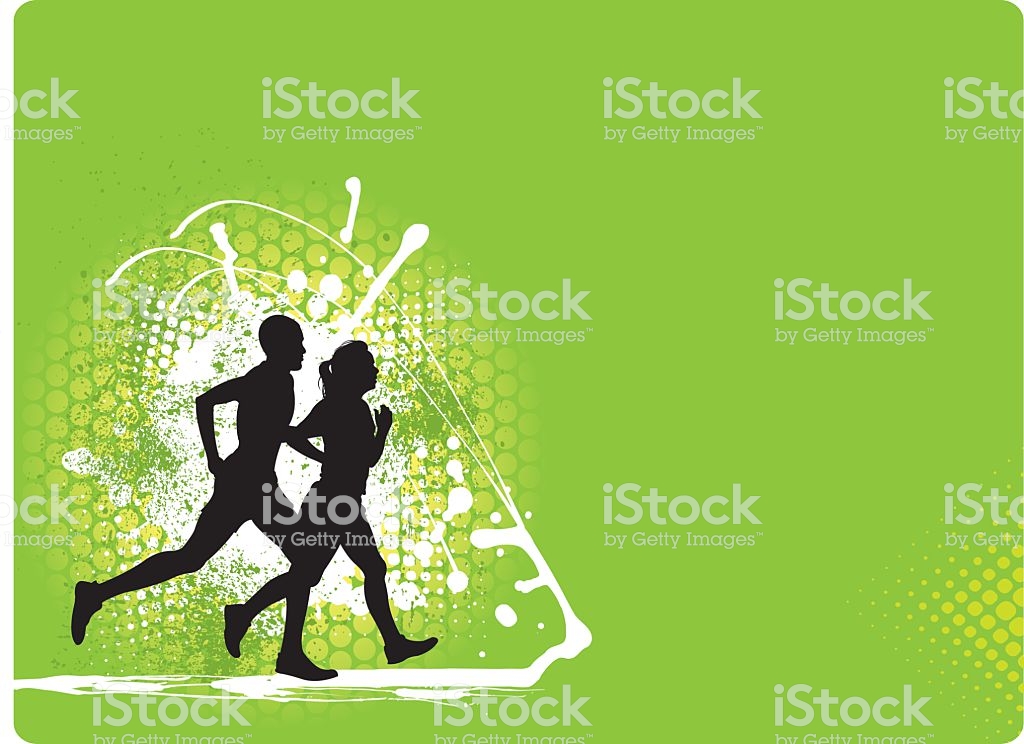 Interracial Couple Jogging Background Fitness Graphic Stock