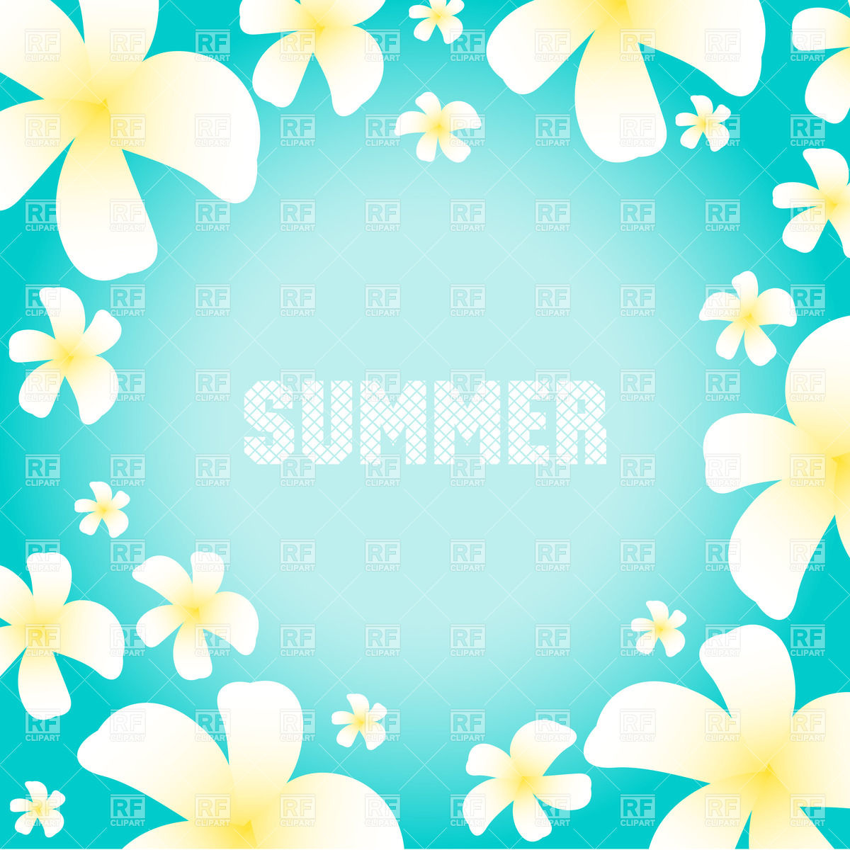 Blue Summer Background With Frangipani Flowers Vector Image Of