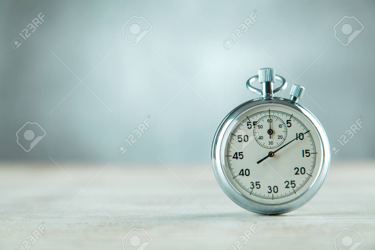 Analog Stopwatch On Grey Background Stock Photo Picture And