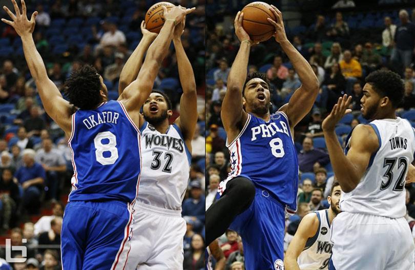 Roy Duel Jahlil Okafor Dominates Karl Anthony Towns In 76ers Loss