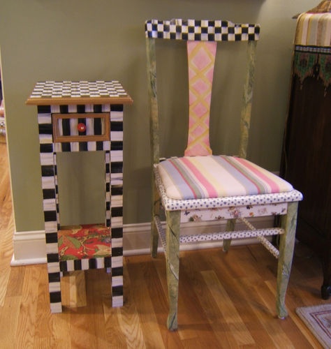 Hp Accent Table W Authenic Mackenzie Childs Wallpaper And Knob