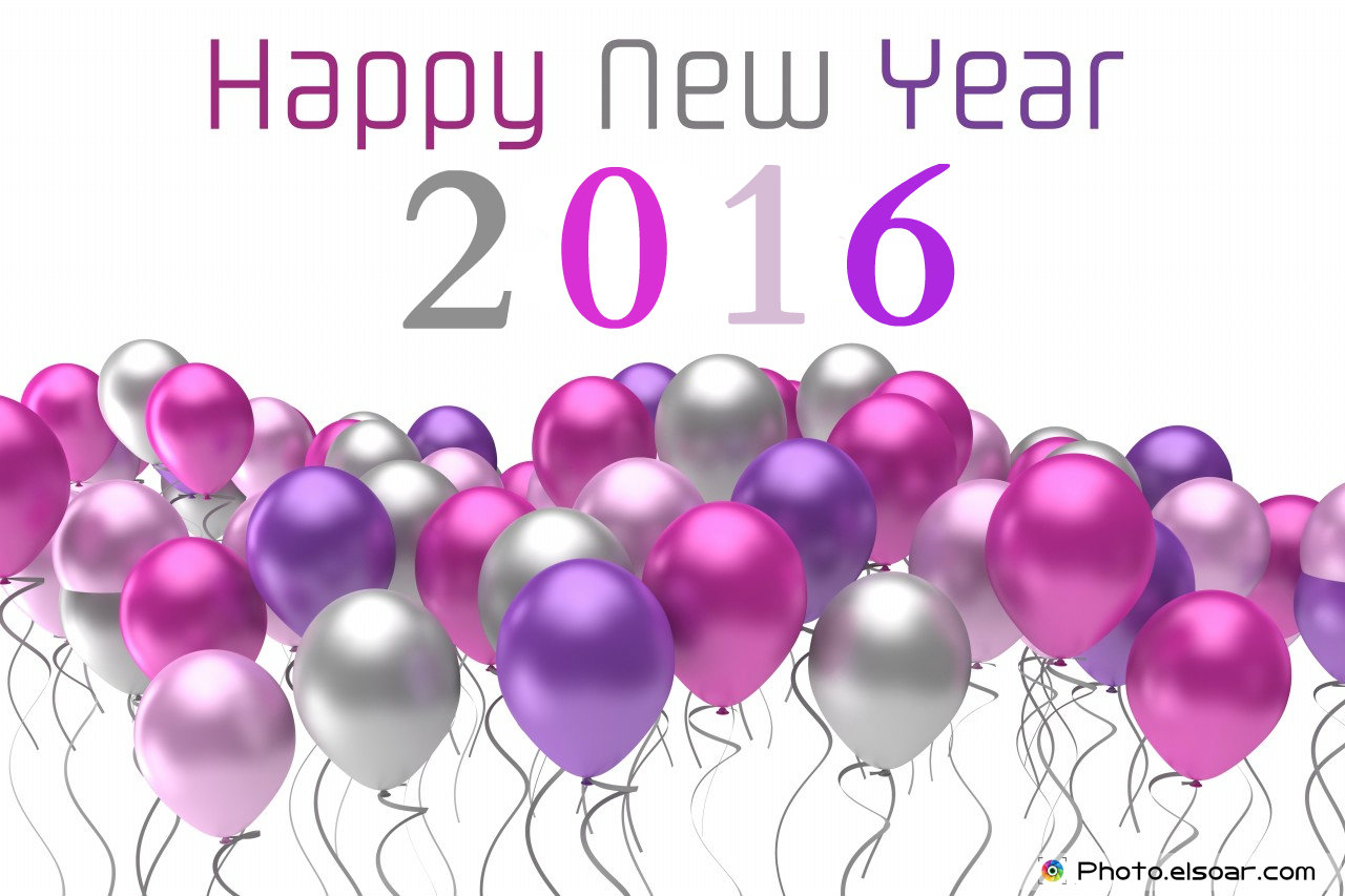 Happy New Year Ballon Purple Wallpaper Puter
