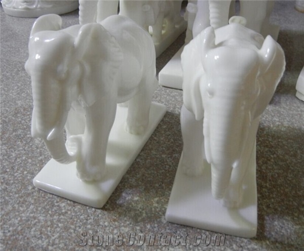 Statue White Jade Marble Statues Animal Sculptures