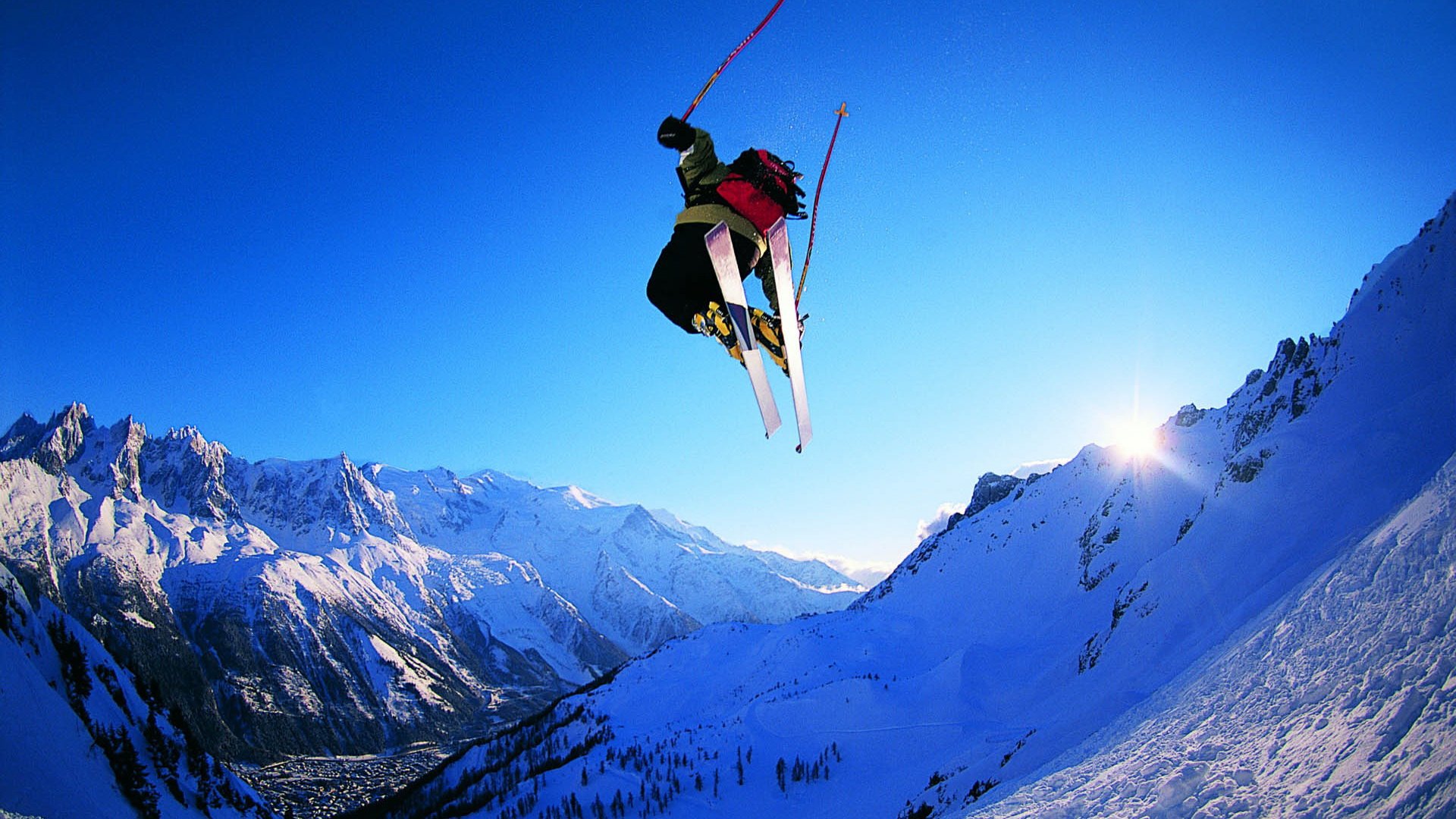Skiing Winter Snow Ski Mountains Wallpaper