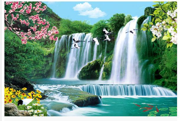 Vogel Waterval Landschap Tv Achtergrond 3d Behang HD Wallpaper Mode