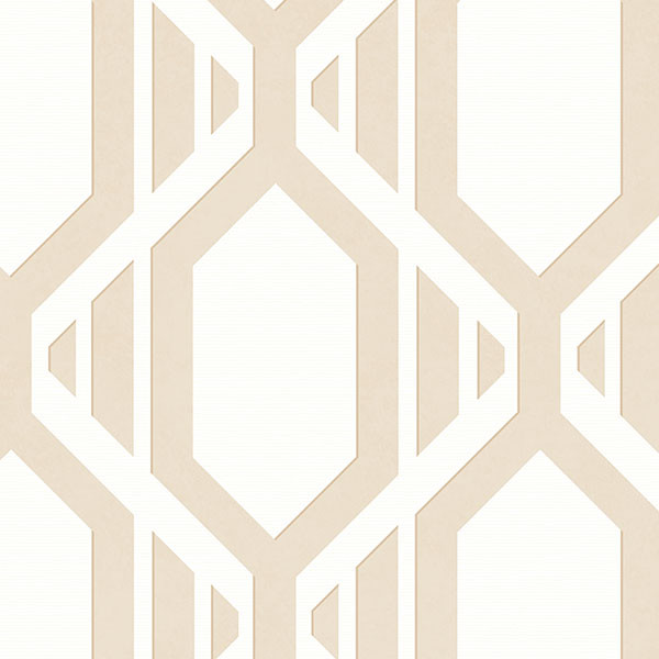 Large Scale Geometric Wallpaper Taupe White Sample   Modern