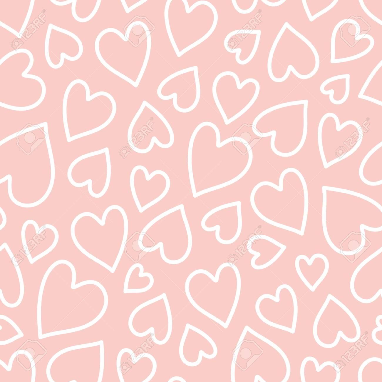 Cute Seamless White Hearts Pattern For Valentine S Day On Pale
