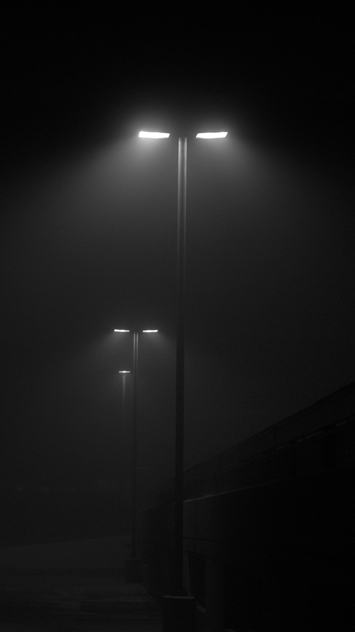 Fog Night Street Lights iPhone 3wallpaper Parallax Wallpaper