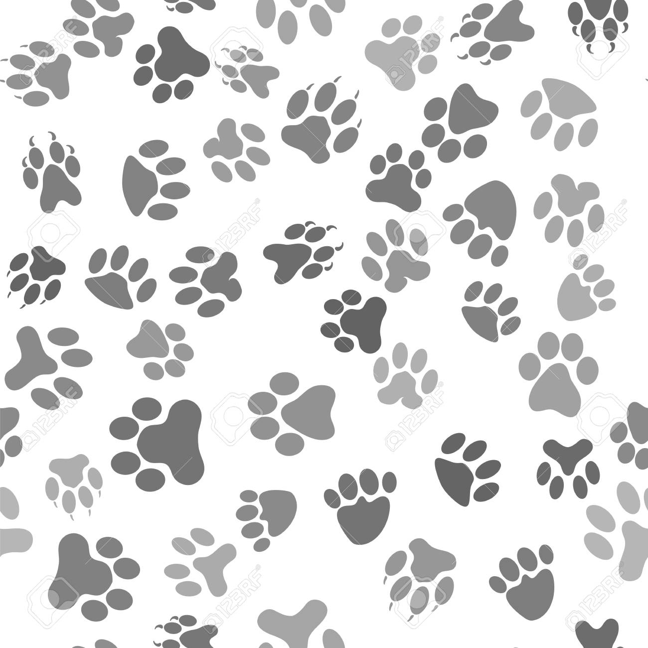 Seamless Cat Animal Paw Pattern Print Of Background Royalty