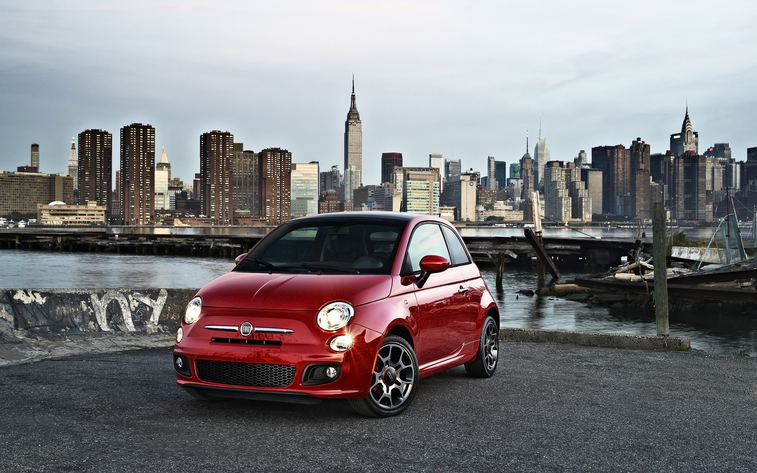 Red Fiat Wallpaper Background