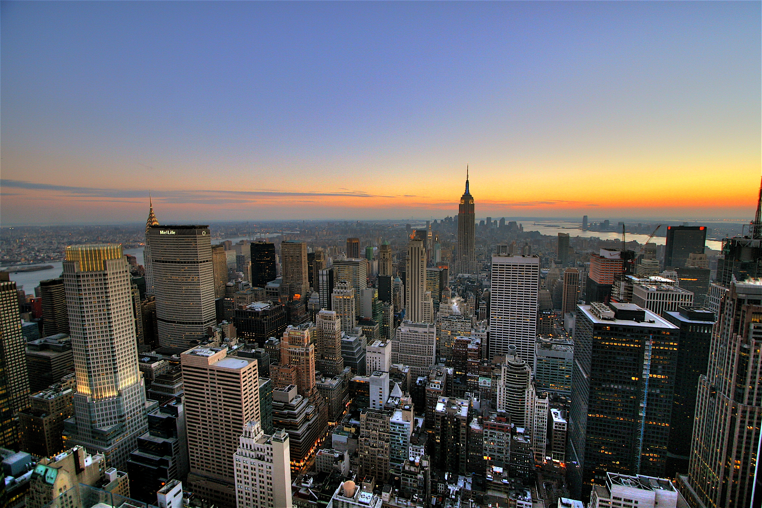 New York City Sunset Skyline Wallpaper HD Widescreen Ongur