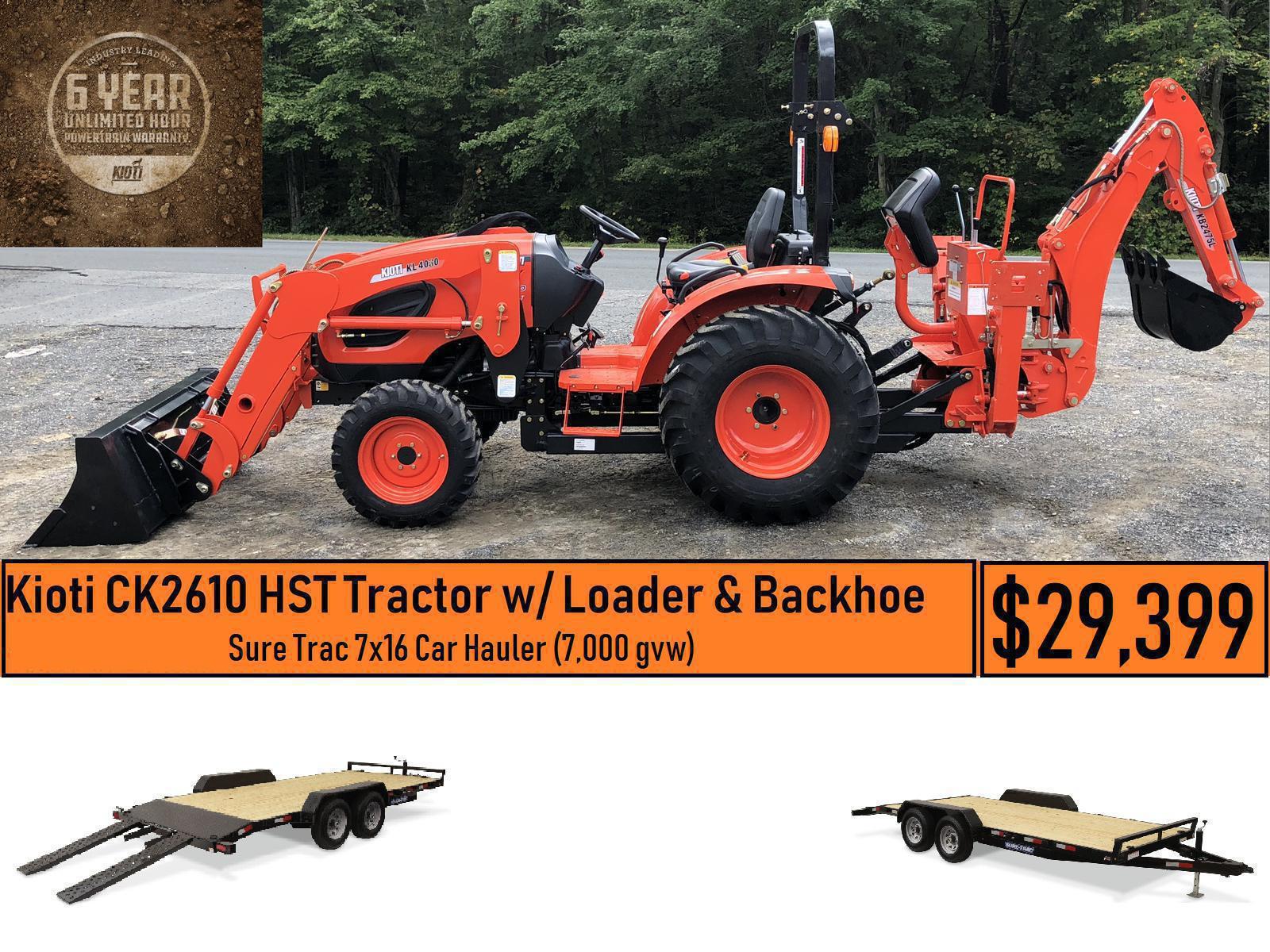 Kioti Package Deal Ck2610 Hst Tractor W Loader Backhoe