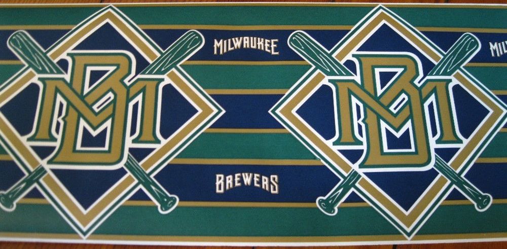 MLB Milwaukee Brewers BaseBall Wallpaper Border Green Blue Gold NIP 1000x491
