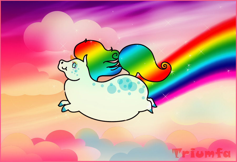Fat Unicorn Eating Rainbow Jpg