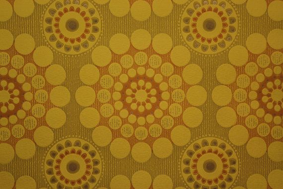 Vintage Wallpaper S Large Yellow And Floral Funky Textured Geome