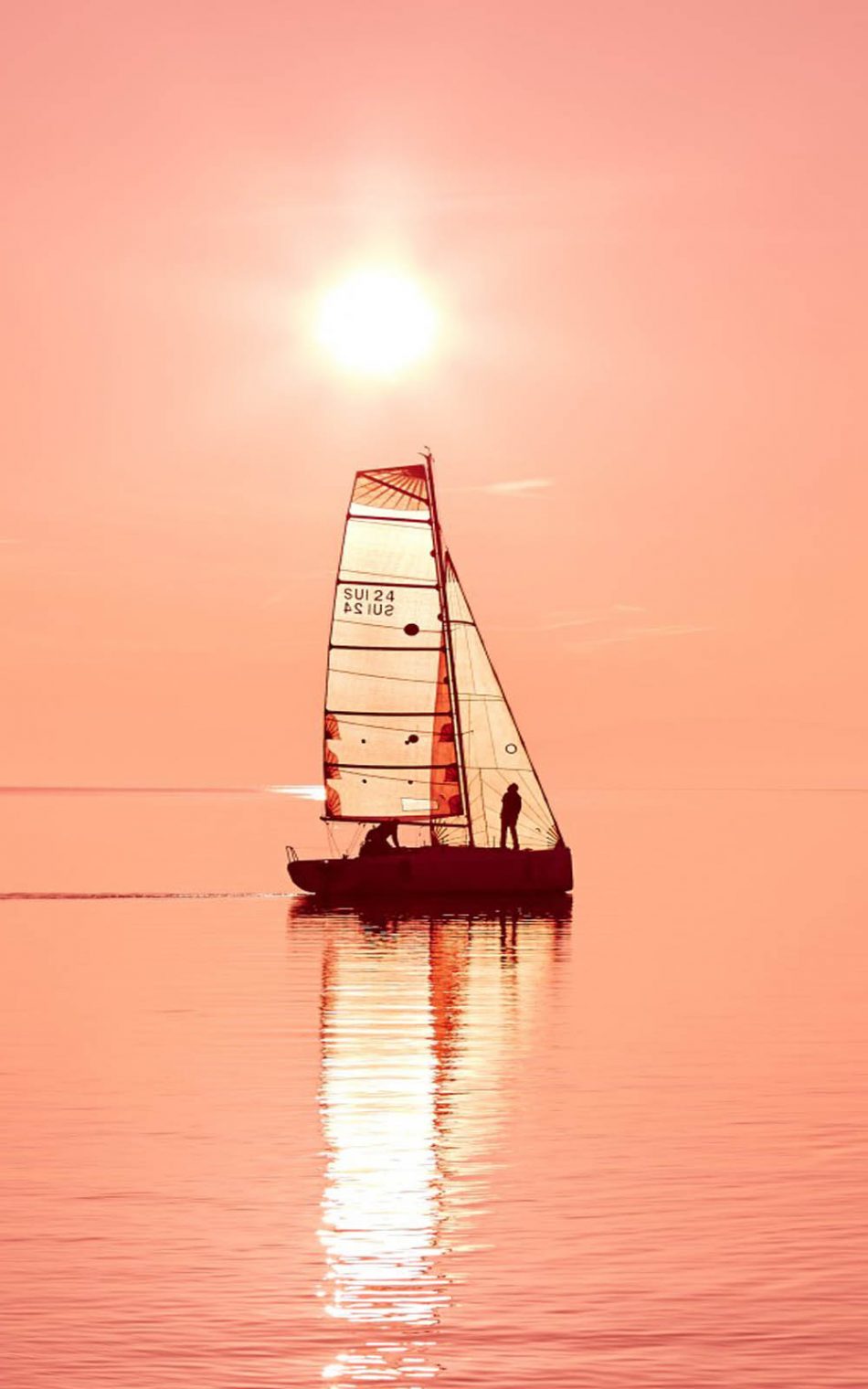 Download Ocean Sunset Sail Boat Free Pure 4K Ultra HD Mobile Wallpaper