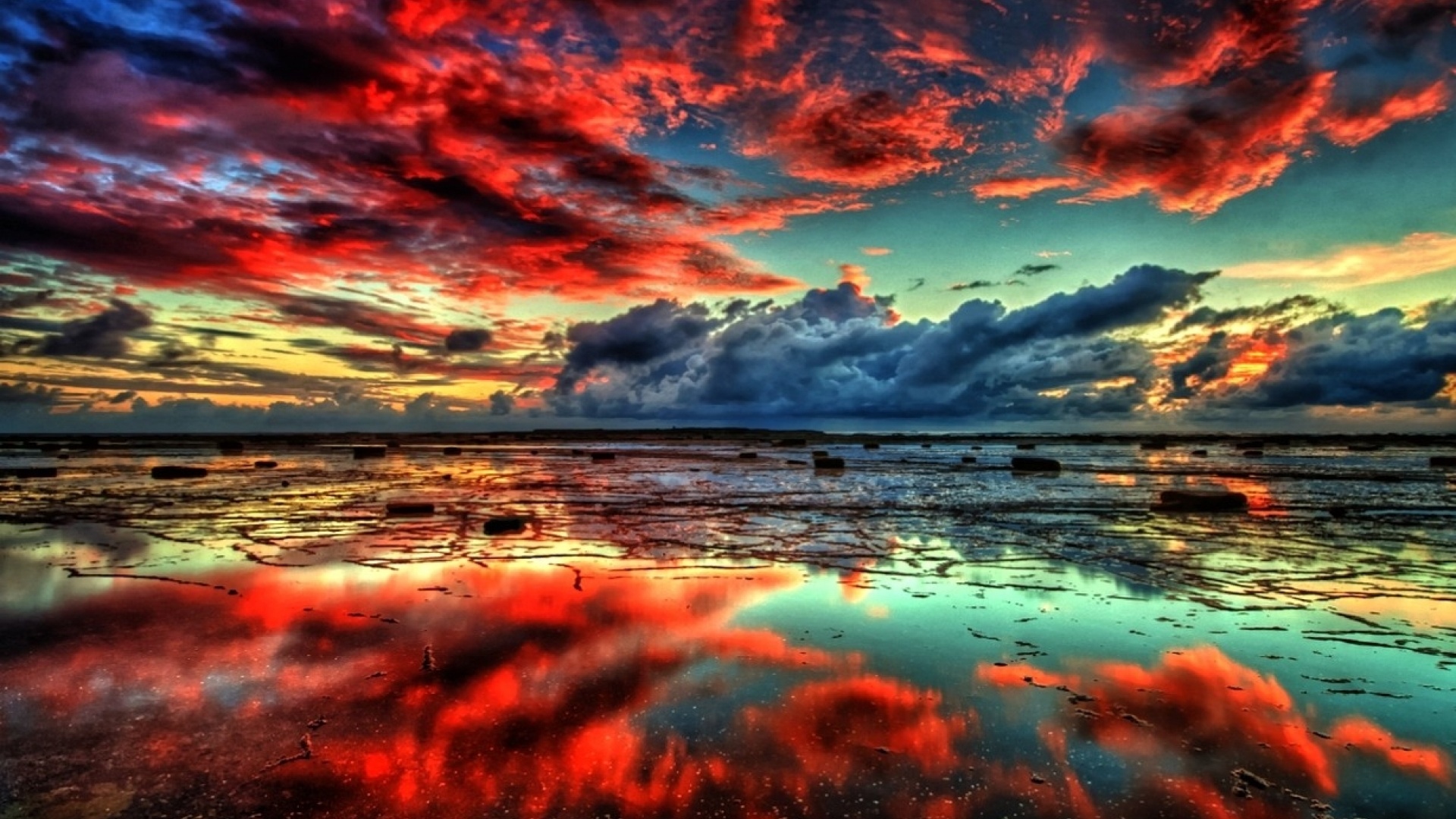 Desktop Background Red Sunset Reflection
