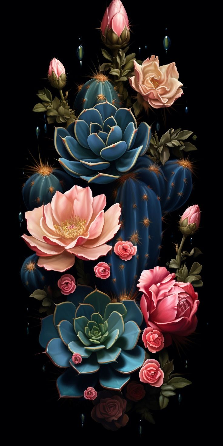 Cactus Roses iPhone Wallpaper