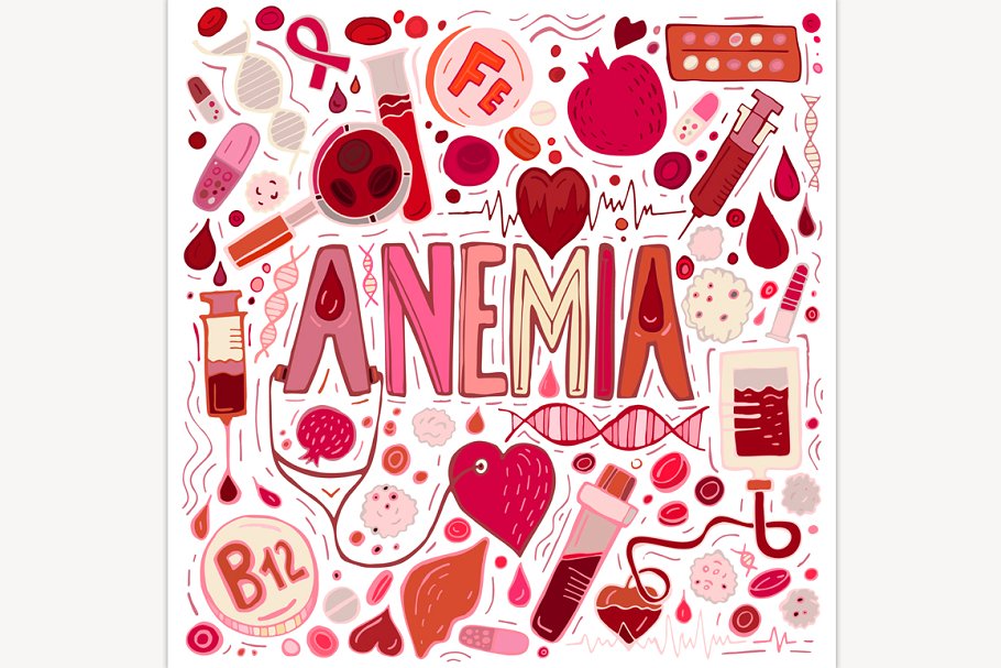 Anemia Doodles Background Illustrations Creative Market