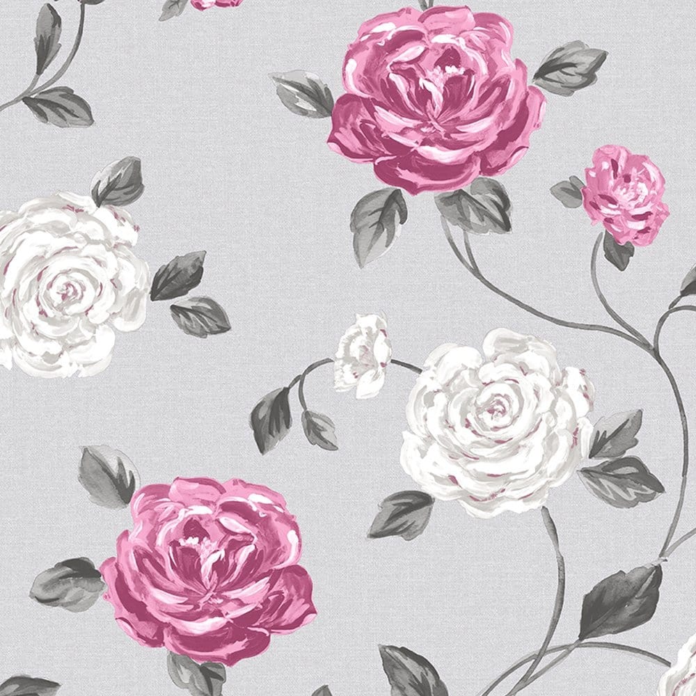 Fleur Wallapaper Pink Grey Wallpaper From I Love
