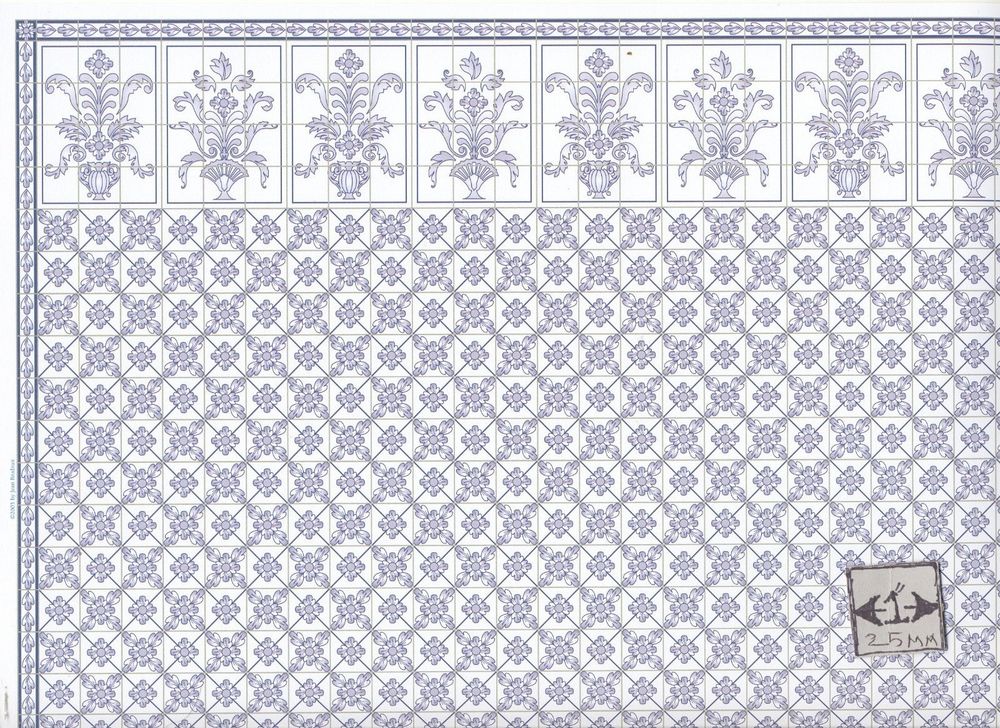 Brodnax Prints Leslie Blue 1kt603 Kitchen Tile Wallpaper Dollhouse