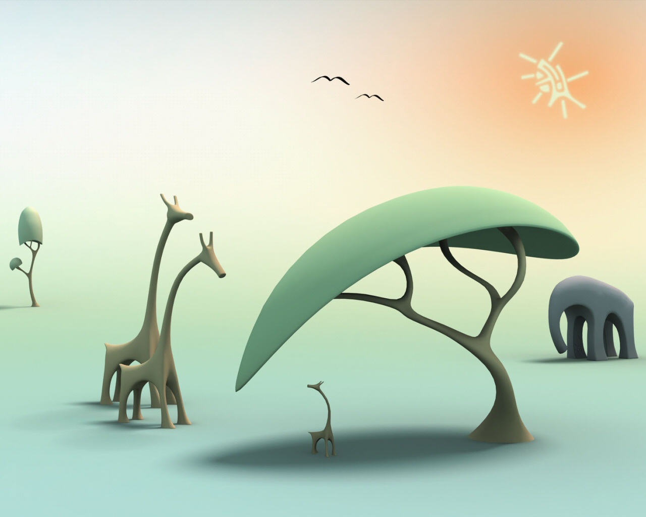 Africa Elephants And Giraffes Wallpaper Make This For