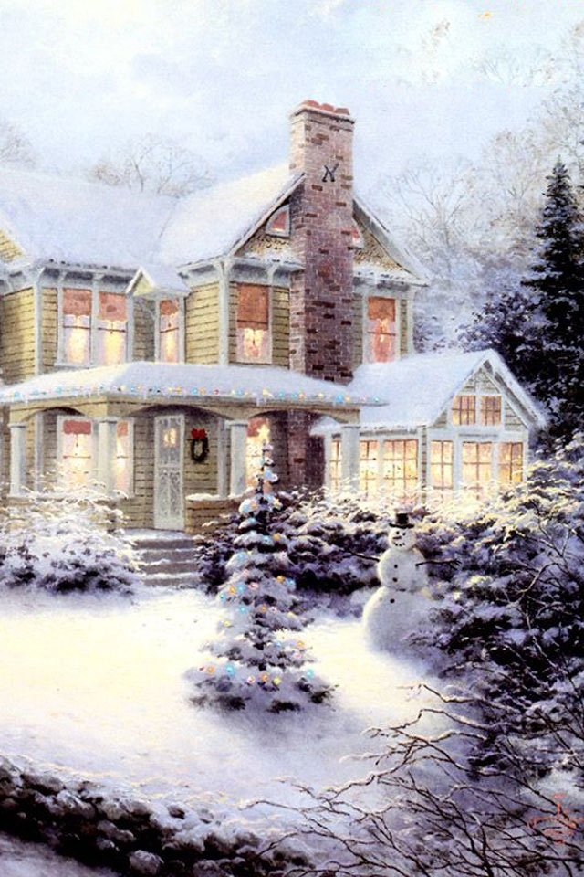 HD Christmas Day House iPhone Wallpaper Background