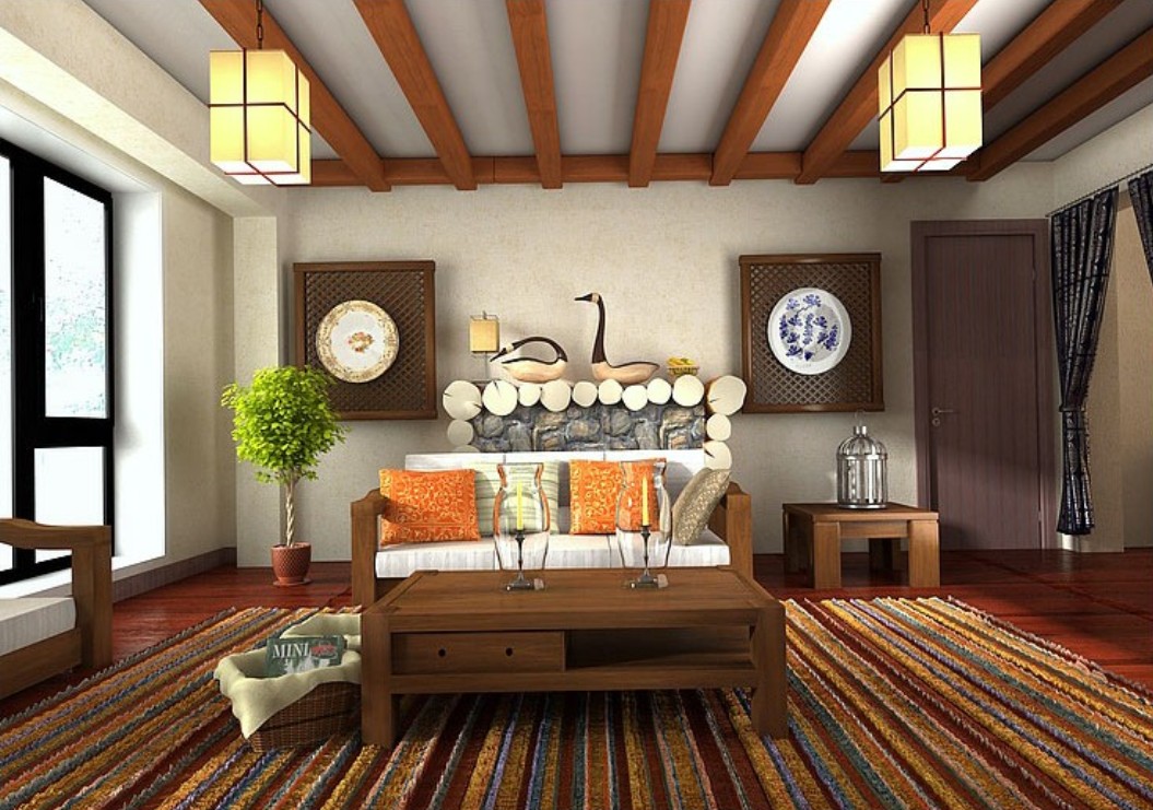 Free download Southeast Asia living room interior decoration in retro
