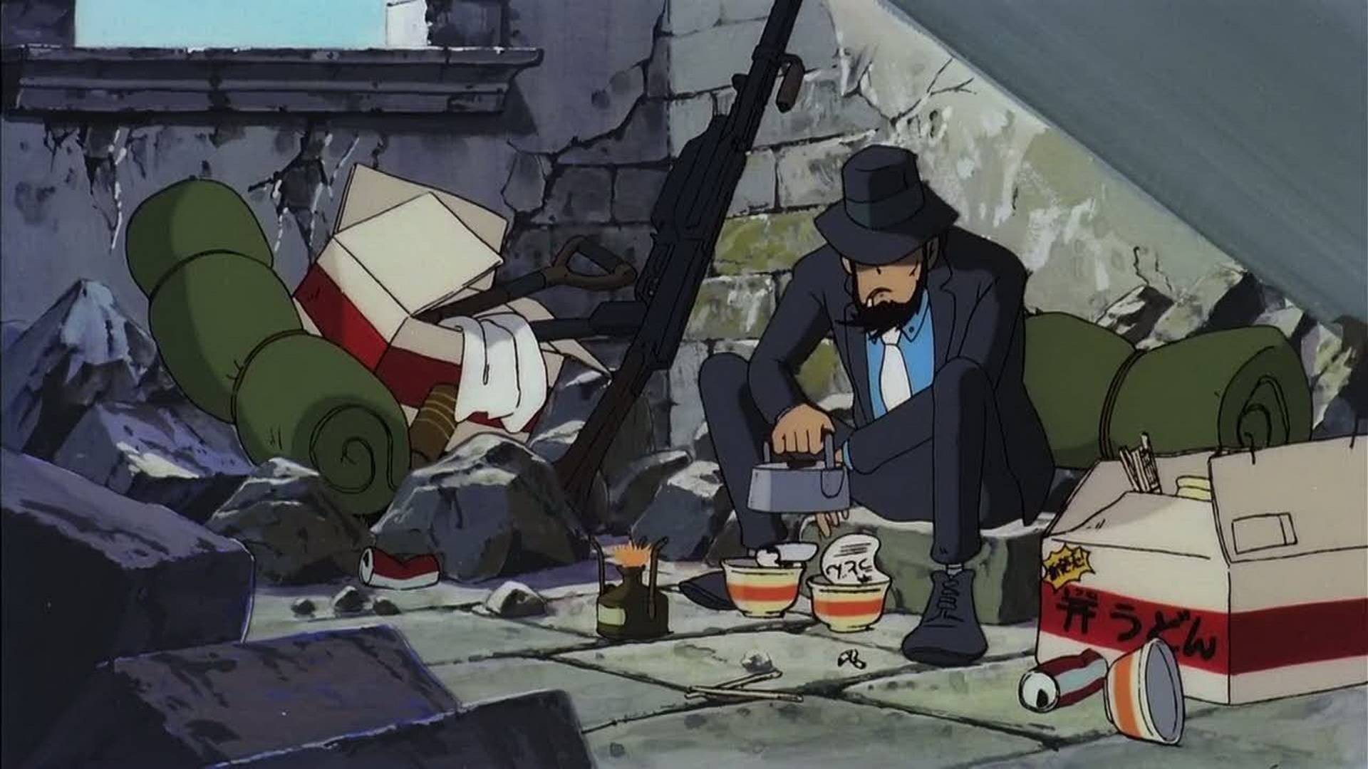 Jigen Enjoying Some Noodles Lupin Iii Animewallpaper