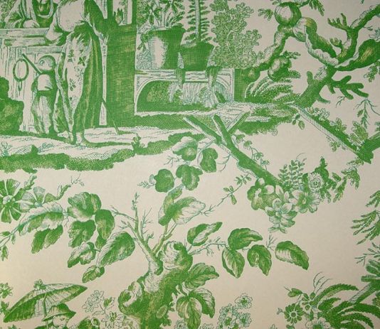 Antilles Toile Wallpaper in Green by Anna French  Jane Clayton