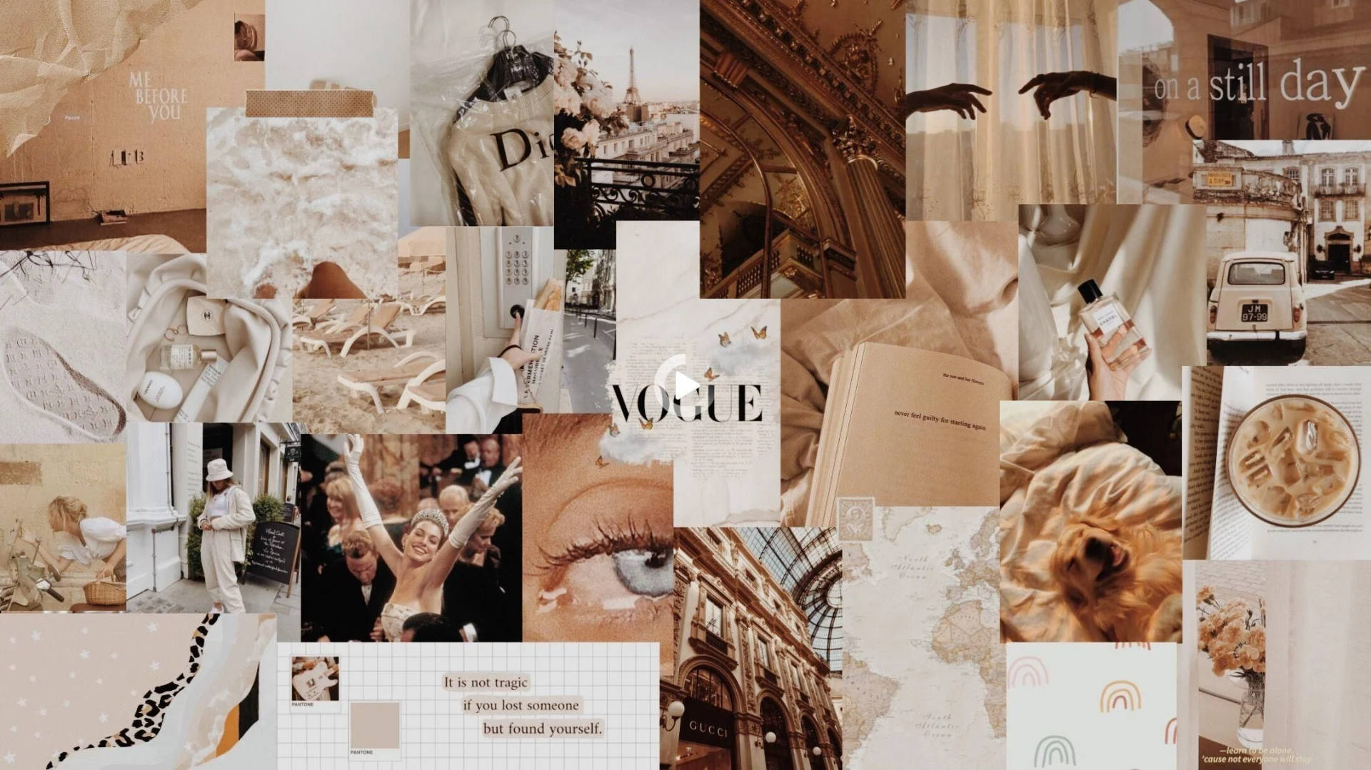 Beige Aesthetic Collage Wallpaper