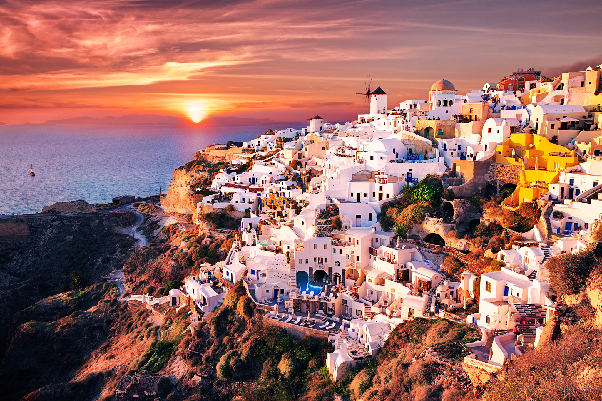 Santorini Greece HD Wallpaper Background Image