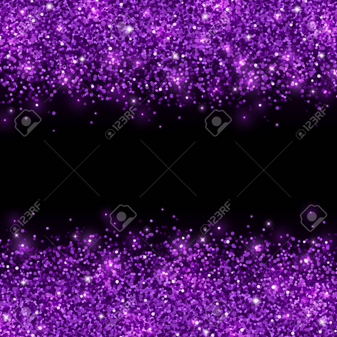 Purple Glitter Scattered On Black Background Vector Royalty