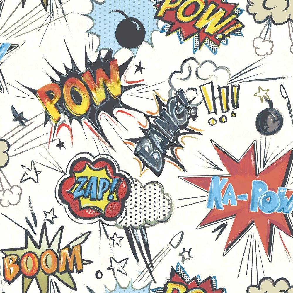 Rasch Ka Pow Pattern Comic Book Motif Cartoon Childrens