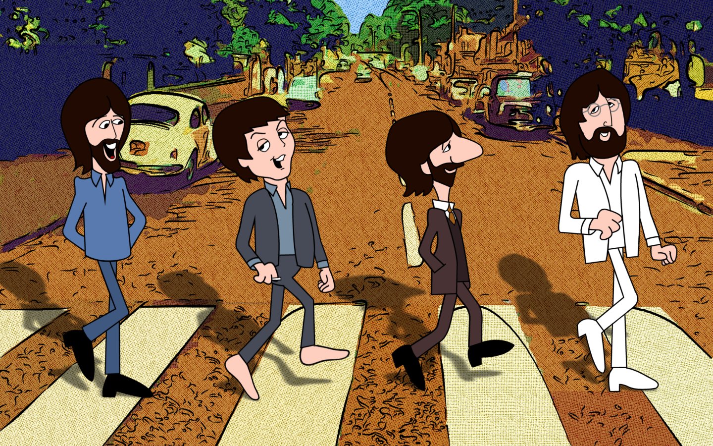 Cartoons Abbey Wallpaper Road The Beatles